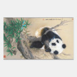 Cool chinese cute sweet fluffy panda bear tree art rectangular stickers