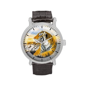 Cool chinese fluffy cat tiger rest vintage art watches