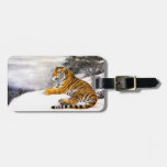 Cool chinese fluffy tiger rest snow cliff winter travel bag tags