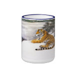 Cool chinese fluffy tiger rest snow cliff winter mug
