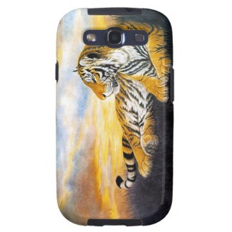 Cool chinese fluffy tiger rest sunset meadow art samsung galaxy SIII case