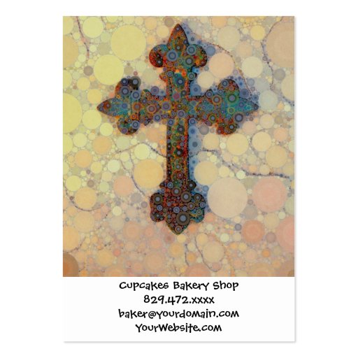 Cool Christian Cross Circle Mosaic Pattern Business Card (front side)