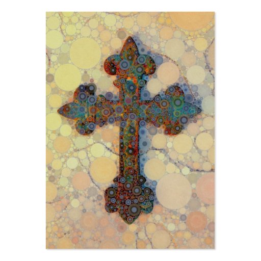 Cool Christian Cross Circle Mosaic Pattern Business Card (back side)