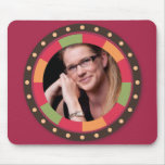 Cool Circle frame - sunset leaf on dark red Mousepads