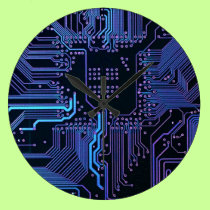 Cool Circuit Board Computer Blue Purple wall clocks
