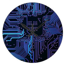 Cool Circuit Board Computer Blue Purple Wall Clocks