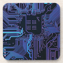 Cool Circuit Board Computer Blue Purple Beverage Coasters