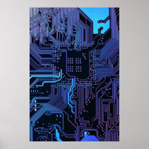 Cool Circuit Board Computer Blue Purple Print