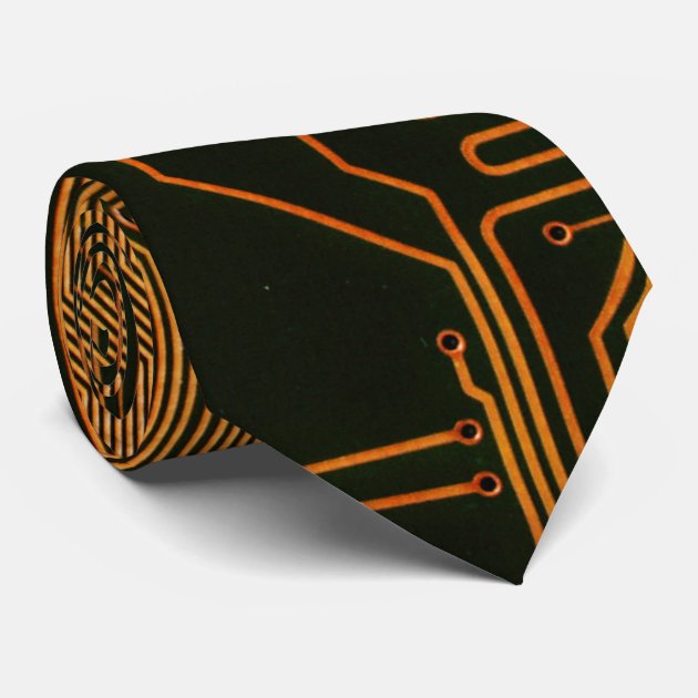 Cool Circuit Board Computer copper and black Tie
