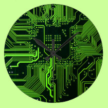 Cool Circuit Board Computer Green wall clocks