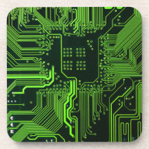 Cool Circuit Board Computer Green Coaster