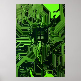 Cool Circuit Board Computer Green Print