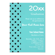 cool, classic aqua blue & balck graduation invites