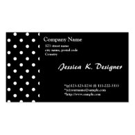 cool, classic black and white polka dots business card