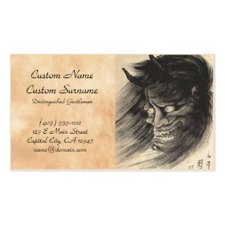 Cool classic vintage japanese demon head tattoo business card