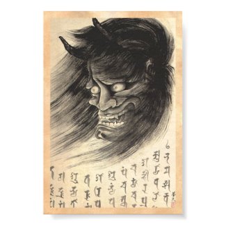 Cool classic vintage japanese demon head tattoo print