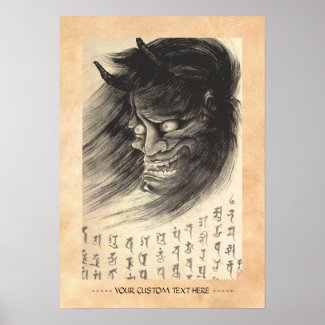 Cool classic vintage japanese demon head tattoo posters