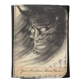 Cool classic vintage japanese demon ink tattoo art leather wallet for women