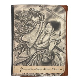 Cool classic vintage japanese demon ink tattoo art leather wallets