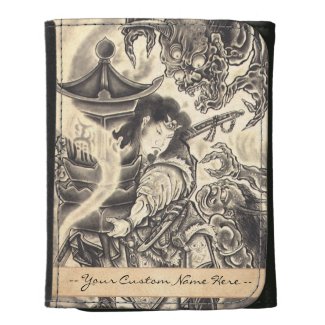 Cool classic vintage japanese demon ink tattoo art leather wallets