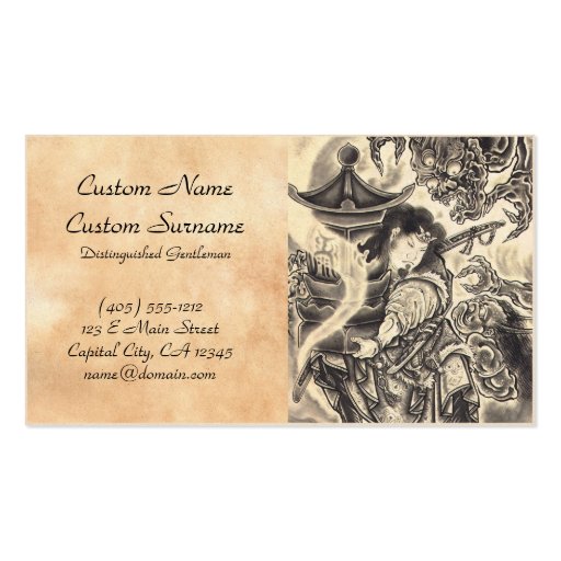 Cool classic vintage japanese demon ink tattoo business card