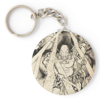 Cool classic vintage japanese demon ink tattoo keychains