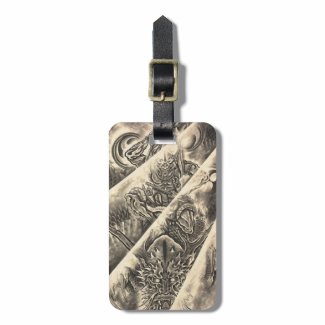 Cool classic vintage japanese demon ink tattoo travel bag tags