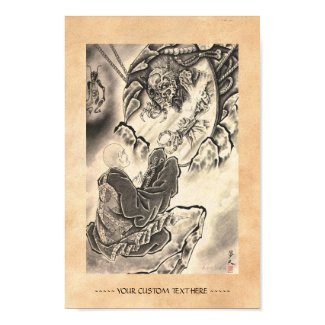 Cool classic vintage japanese demon monk tattoo poster