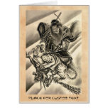 Cool classic vintage japanese demon samurai tiger greeting card