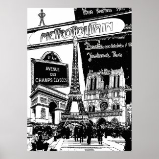 Cool Collage of Photo Illustrations of Paris Poster