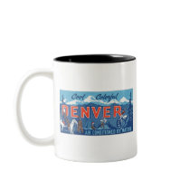 Cool Colorful Denver Travel Poster Mugs