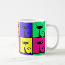 Cool Colorful Kitty Cat Pop Art Mugs