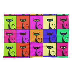 Cool Colorful Kitty Cat Pop Art Towel