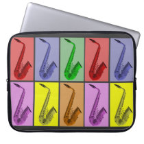 Cool Colorful Saxophone Collage 15" Neoprene Laptop Sleeves  at Zazzle