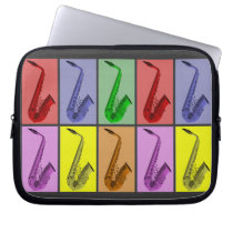 Cool Colorful Saxophone Collage Neoprene 10" Laptop Sleeve  at Zazzle