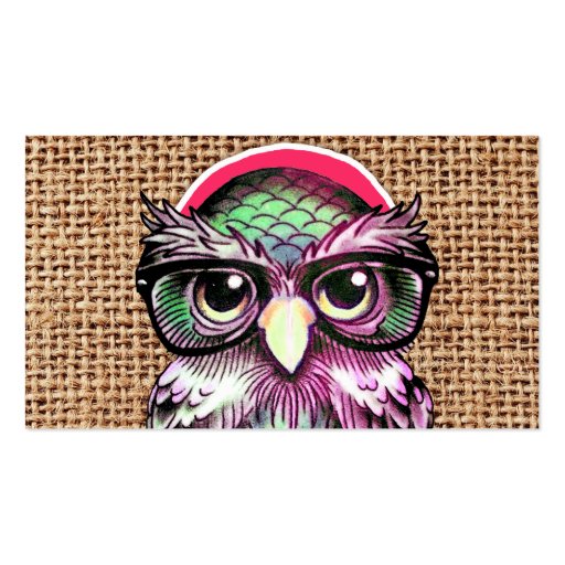 Cool  Colorful Tattoo Wise Owl With Funny Glasses Business Card (front side)