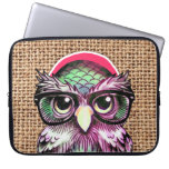 Cool  Colorful Tattoo Wise Owl With Funny Glasses laptop sleeves