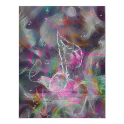 Cool colourful glow smoke effects white music note announcement