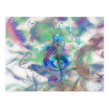 Cool colourful music notes smoke effects image post cards