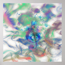 Cool colourful music notes smoke effects image print