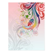 Cool colourful summer colours swirls flowers post cards