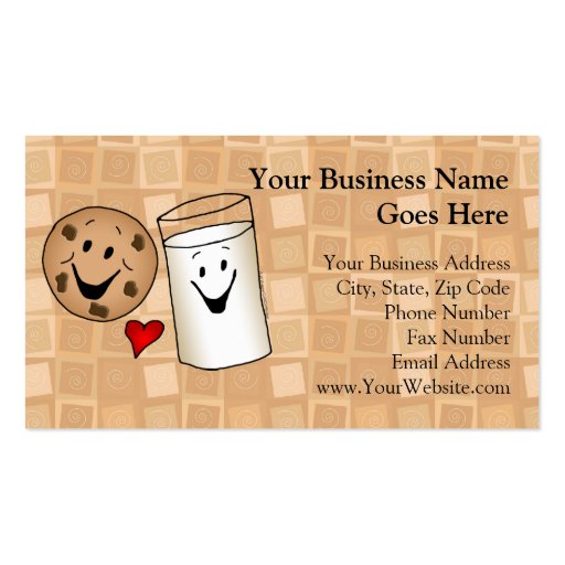 Cool Cookies and Milk Friends Cartoon Business Cards (front side)