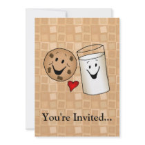 Cool Cookies and Milk Friends Cartoon Custom Invites