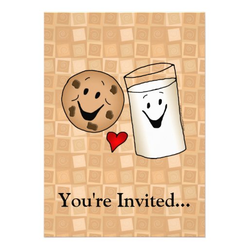 Cool Cookies and Milk Friends Cartoon Custom Invites