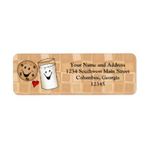 Cool Cookies and Milk Friends Cartoon Return Address Label