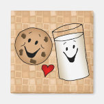 Cool Cookies and Milk Friends Cartoon Refrigerator Magnet