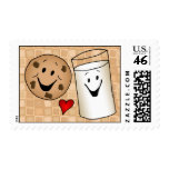 Cool Cookies and Milk Friends Cartoon Stamps