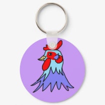 Cool Cool Copper Cockeral Rooster by Wendy C. Alle keychains