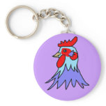 Cool Cool Copper Cockeral Rooster by Wendy C. Alle Key Chain