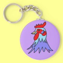 Cool Cool Copper Cockeral Rooster by Wendy C. Alle keychains